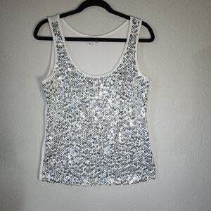 Chaus White Sequin Tank Top